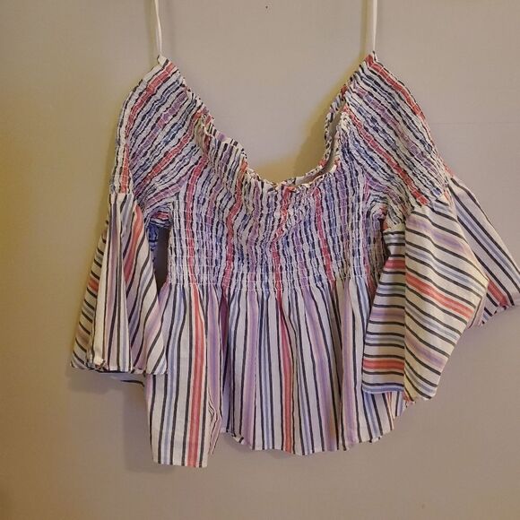 Gap Multicolor Stripe Off Shoulder Top M - Picture 6 of 10